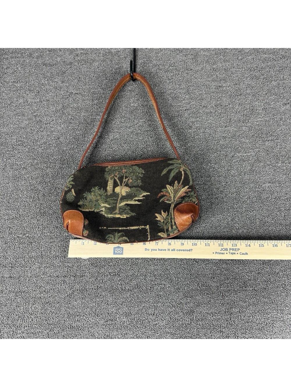 Vintage 90s Y2K Tommy Bahama Dark Floral Tapestry Baguette Bag Purse - Picture 4 of 7